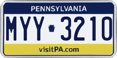 PA license plate MYY3210