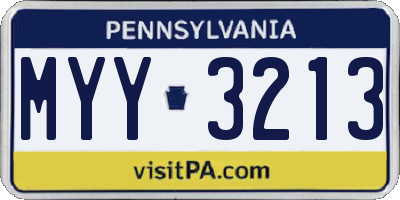 PA license plate MYY3213