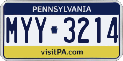 PA license plate MYY3214