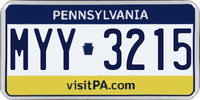 PA license plate MYY3215
