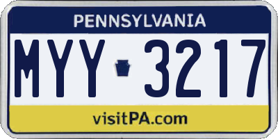 PA license plate MYY3217