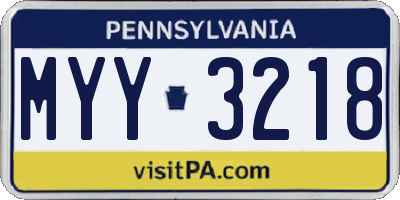 PA license plate MYY3218