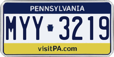 PA license plate MYY3219