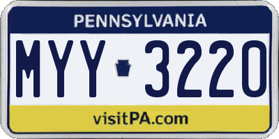 PA license plate MYY3220