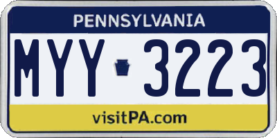 PA license plate MYY3223