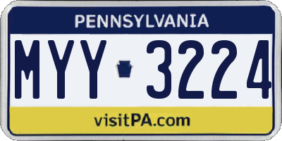 PA license plate MYY3224
