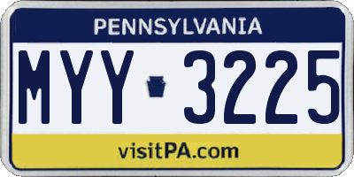 PA license plate MYY3225