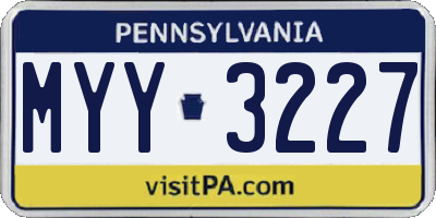 PA license plate MYY3227