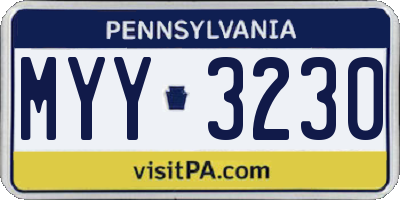PA license plate MYY3230