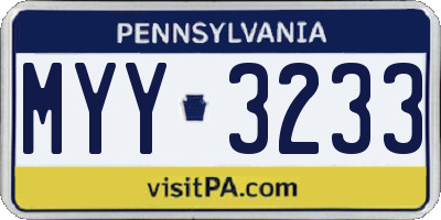 PA license plate MYY3233