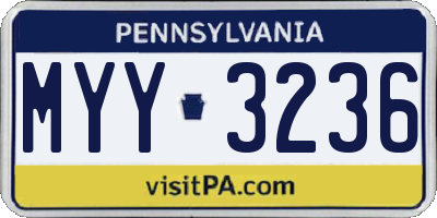 PA license plate MYY3236