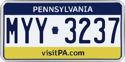 PA license plate MYY3237