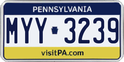 PA license plate MYY3239