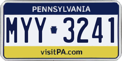 PA license plate MYY3241