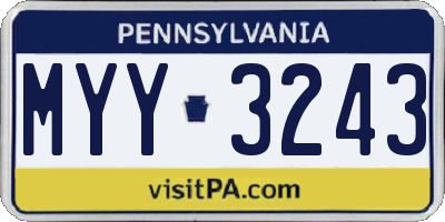 PA license plate MYY3243