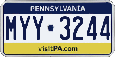 PA license plate MYY3244
