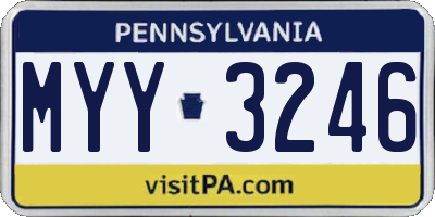 PA license plate MYY3246
