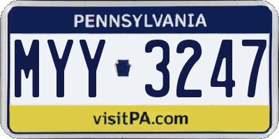 PA license plate MYY3247