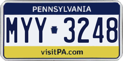 PA license plate MYY3248