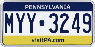 PA license plate MYY3249