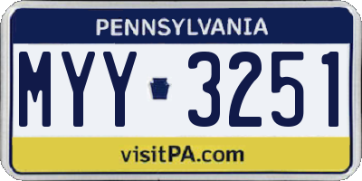 PA license plate MYY3251