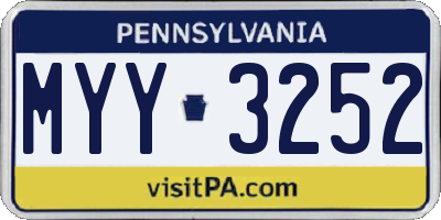 PA license plate MYY3252