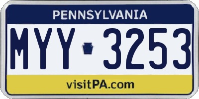 PA license plate MYY3253