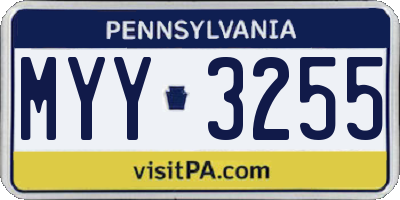 PA license plate MYY3255