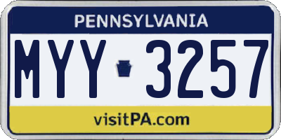 PA license plate MYY3257