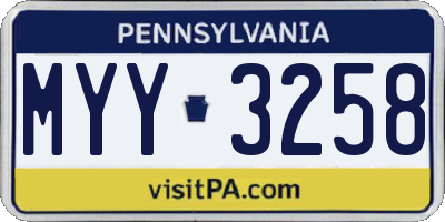 PA license plate MYY3258