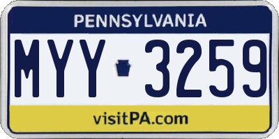 PA license plate MYY3259