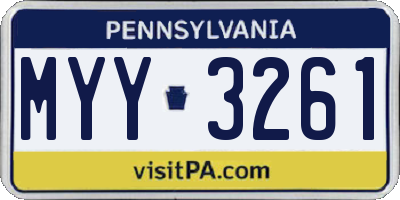 PA license plate MYY3261