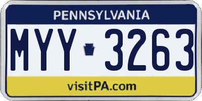 PA license plate MYY3263
