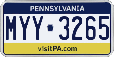 PA license plate MYY3265