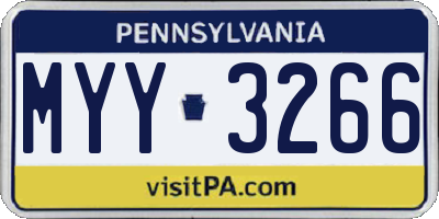PA license plate MYY3266