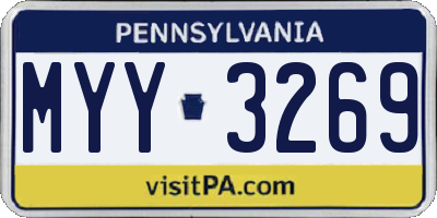 PA license plate MYY3269