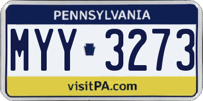 PA license plate MYY3273