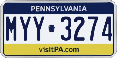 PA license plate MYY3274