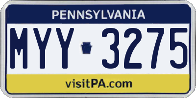 PA license plate MYY3275