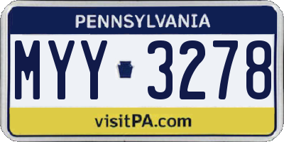 PA license plate MYY3278