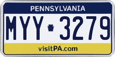 PA license plate MYY3279