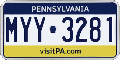 PA license plate MYY3281