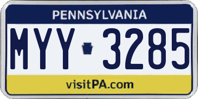PA license plate MYY3285