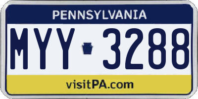 PA license plate MYY3288