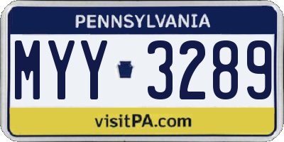 PA license plate MYY3289