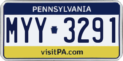 PA license plate MYY3291