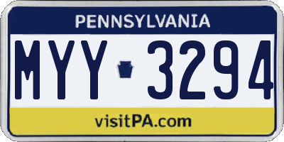 PA license plate MYY3294