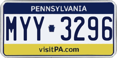 PA license plate MYY3296