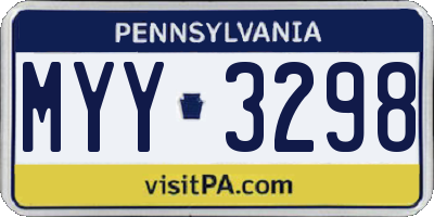PA license plate MYY3298