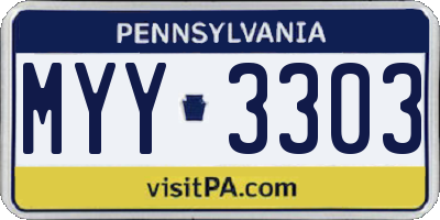 PA license plate MYY3303